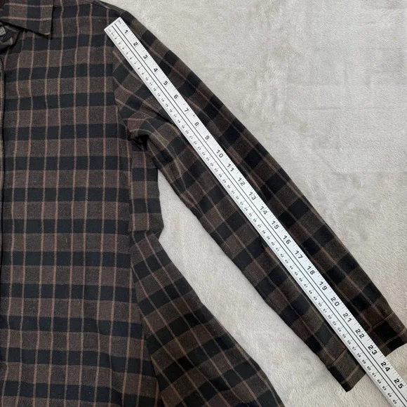 Shana Top Womens XS Brown Plaid Colorful Tunic Floral Art to Wear Artsy Boho - Picture 9 of 9